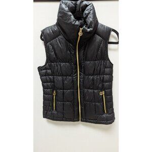 Michael Kors Black/Gold Down Feather Quilted Puffer Vest